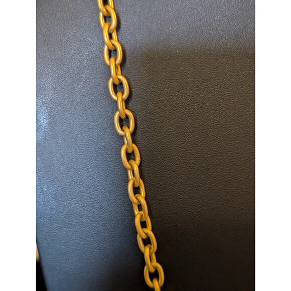 Simulated Pearl in Claw Pendant Heavy Matte Gold Tone Chain 36" Necklace - Picture 3 of 7